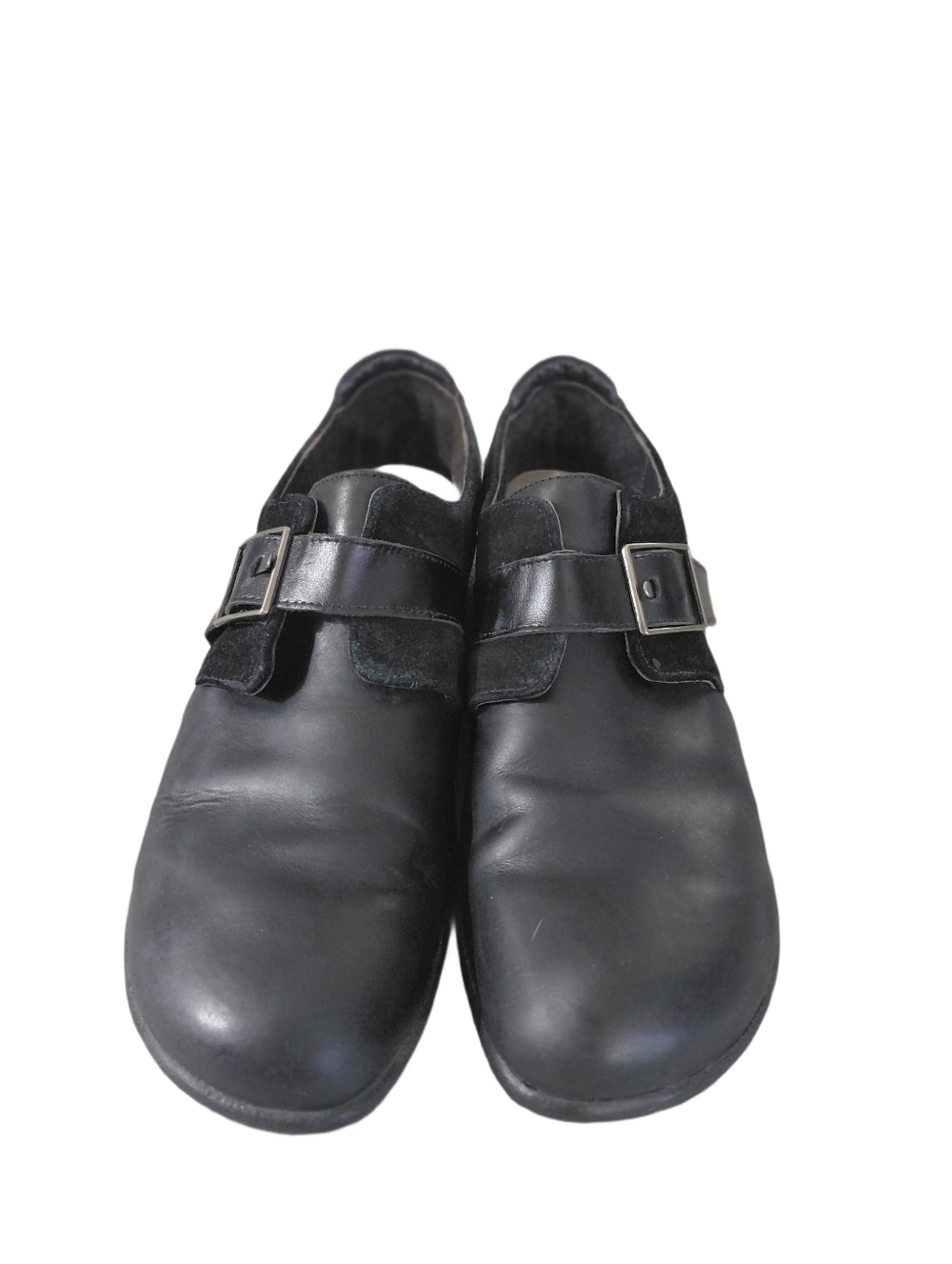 Naot Tane Black Leather & Suede Slip-On Flat Women's Size 9 Monk Shoe - Picture 2 of 11